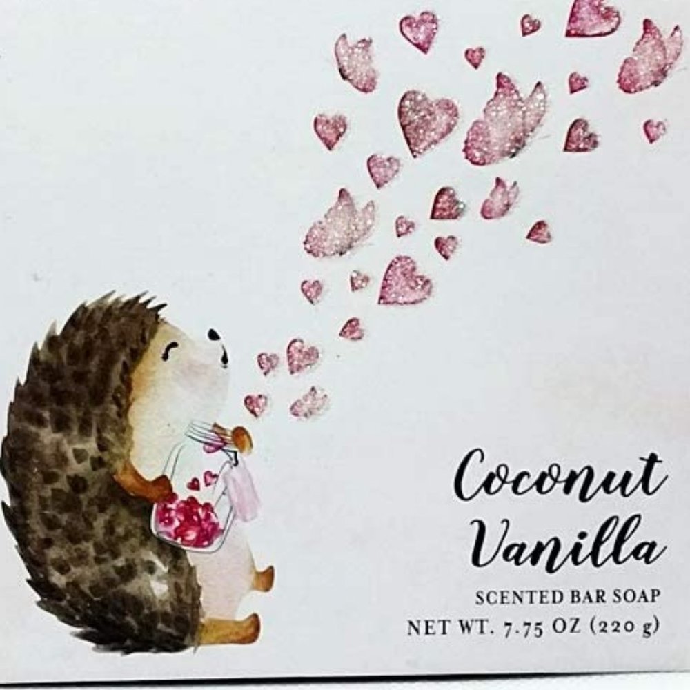 Coconut Vanilla Scented Bar Soap 220g Hedgehog Box